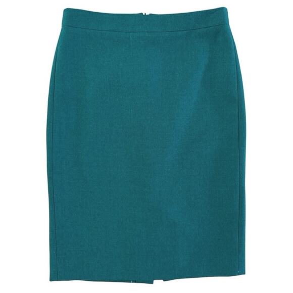 J. Crew pencil Skirt 100% wool Women's size 00 Green Holiday Academia Corpcore - Picture 1 of 8